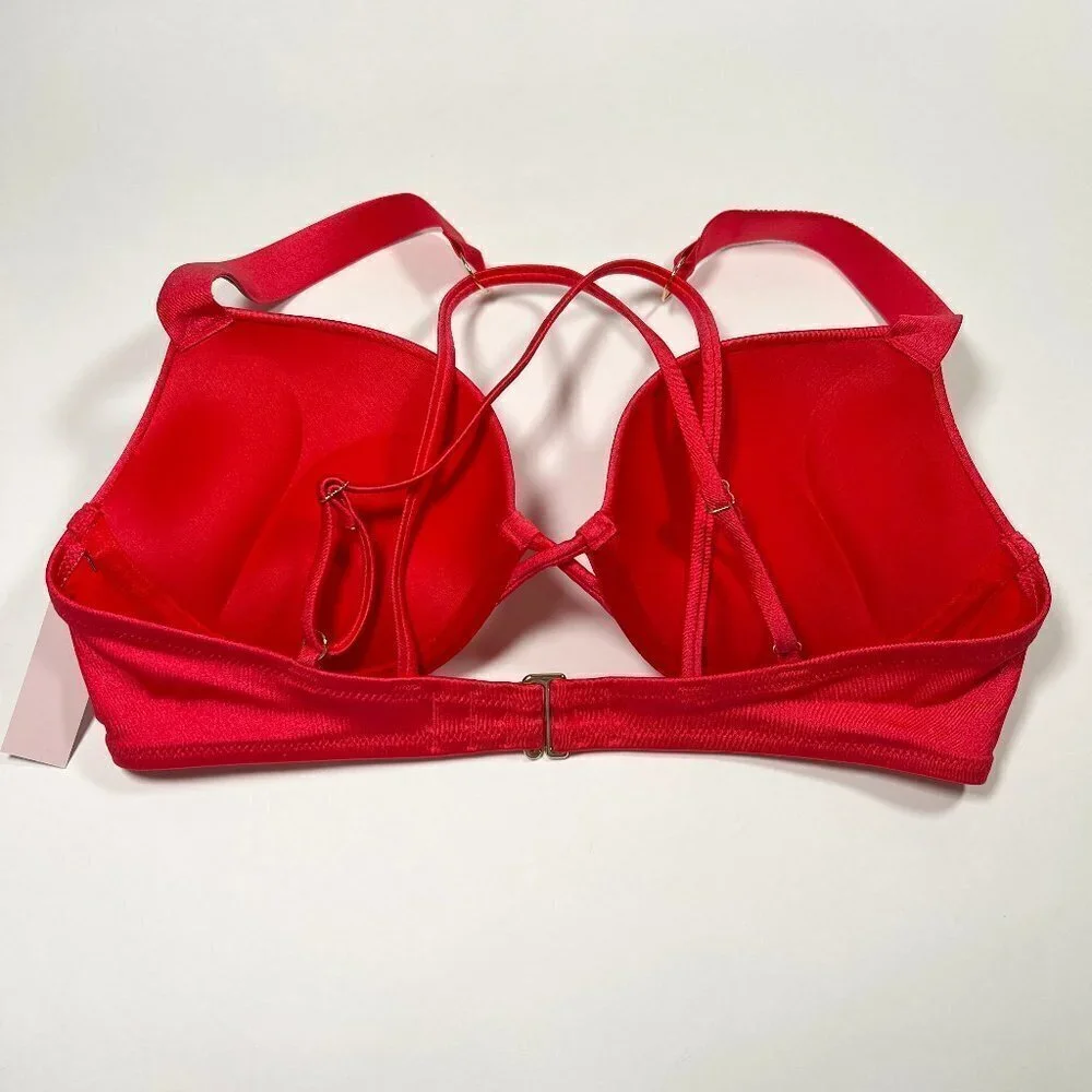 Victoria Secret 38DD Bombshell Push Up Bikini Top Miraculous Shine Strap Pink